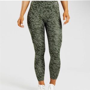 Gymshark Training Leggings, Green Print